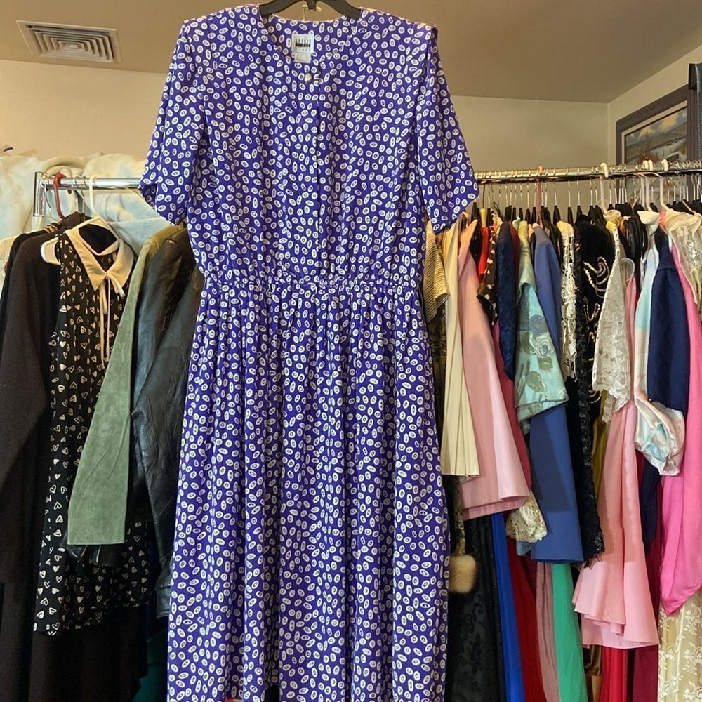 LELIE FAY Purple And White Patterned Women's Dress Plus 22 Aproxímate No Tag Sz